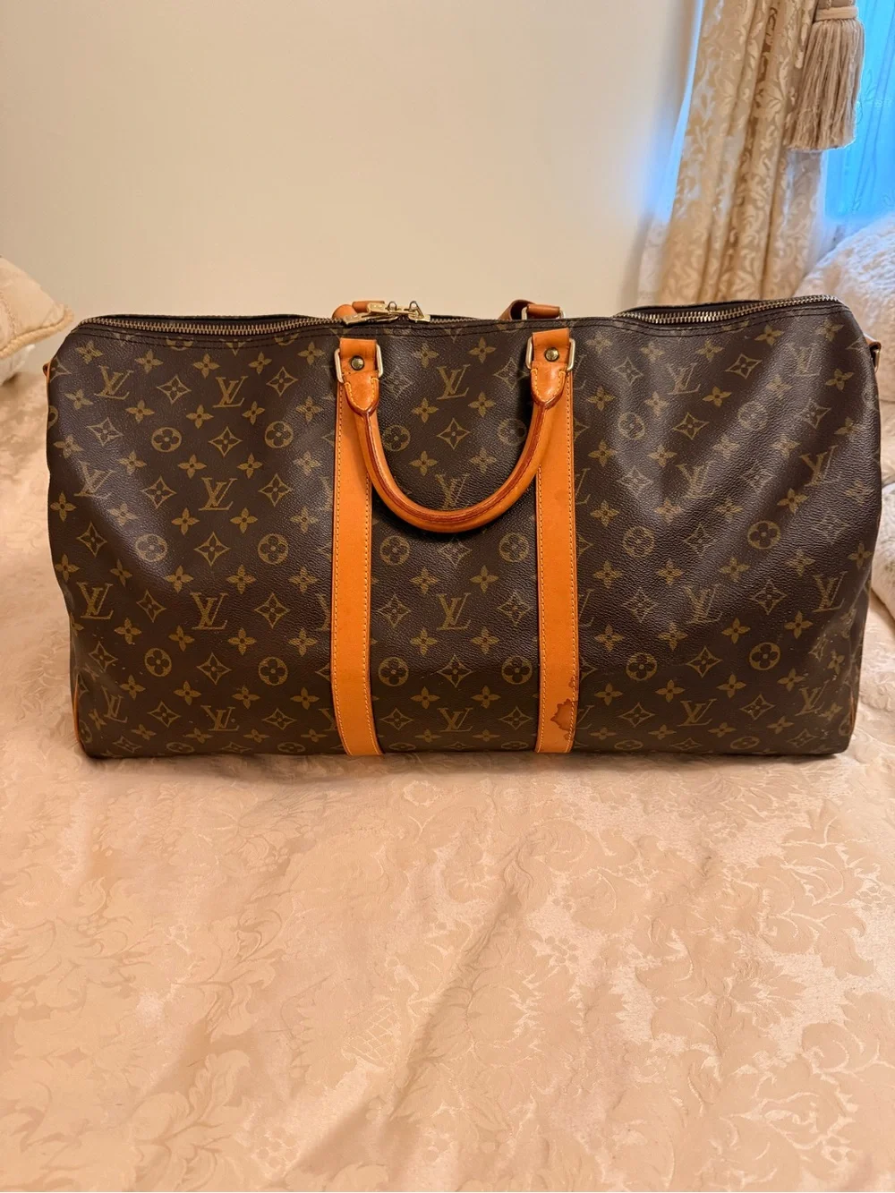 Louis Vuitton Monogram Keepall Duffel - Dark Brown with Tan Trim
